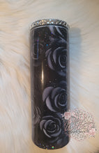Load image into Gallery viewer, Black Rose Tumbler w/Rhinestone Lid