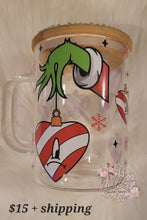 Load image into Gallery viewer, Christmas Hand glass can w/rhinestone lid
