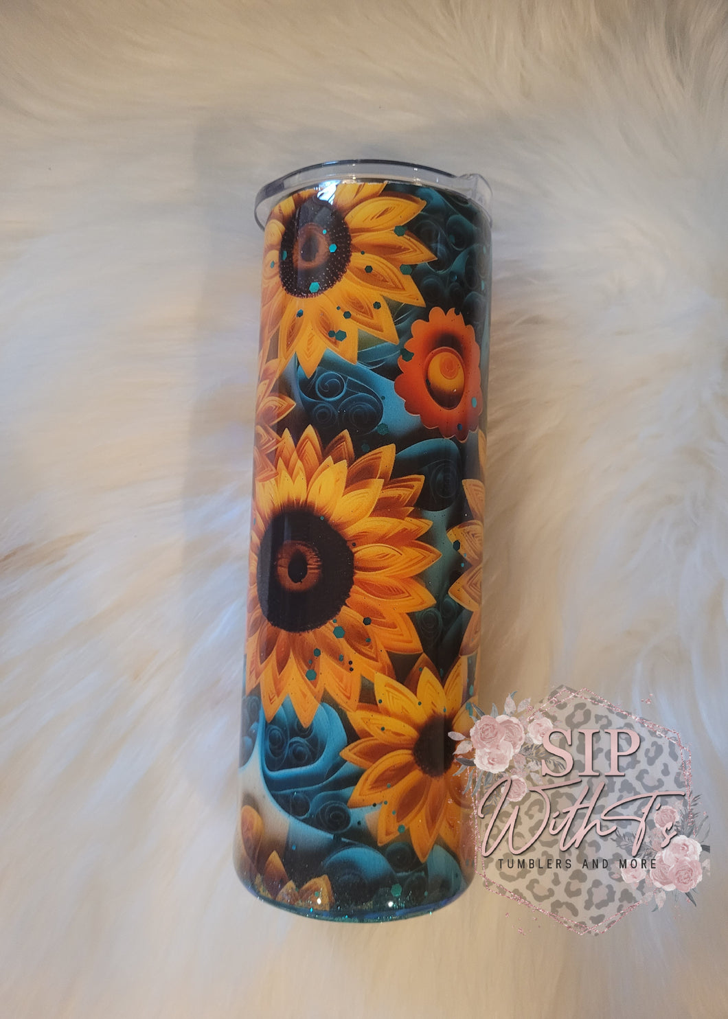 Sunflower and Turquoise Tumbler