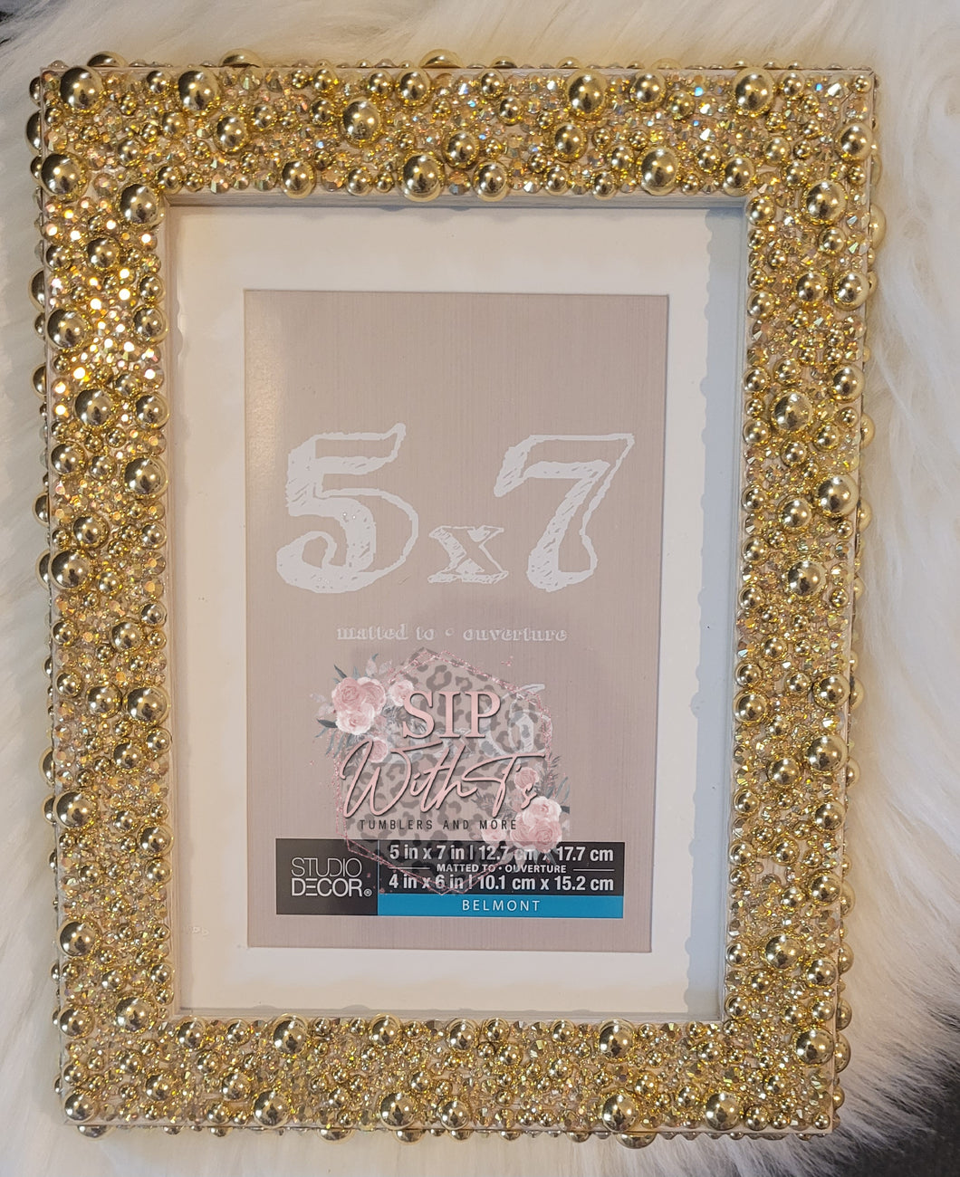 Gold Rhineston and Pearl Picture Frame