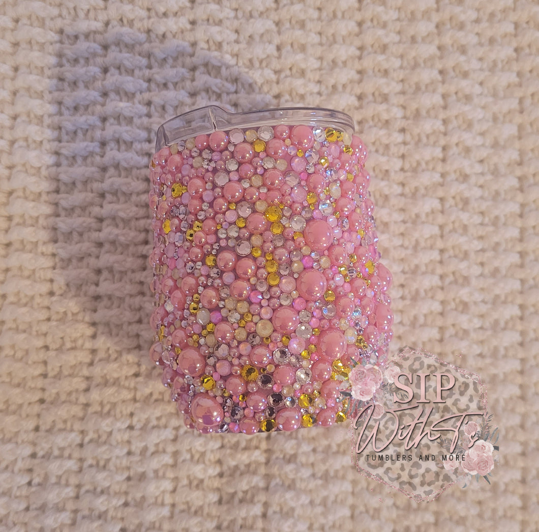 Pink pearls and Rhinestone Wine Tumbler