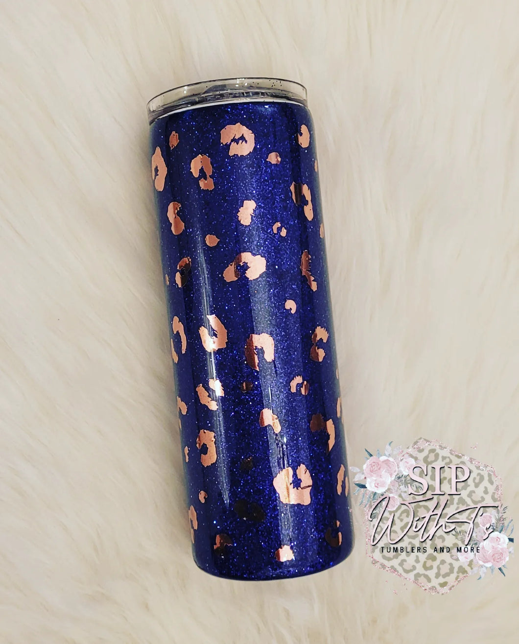 Navy with Rose Gold Print
